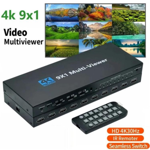 Adaptateur de commutateur JQF1 9 entrées 1 sortie, répartiteur d'écran, commutateur multi-visionneuse HDMI 4K, prise : SH9102676-011